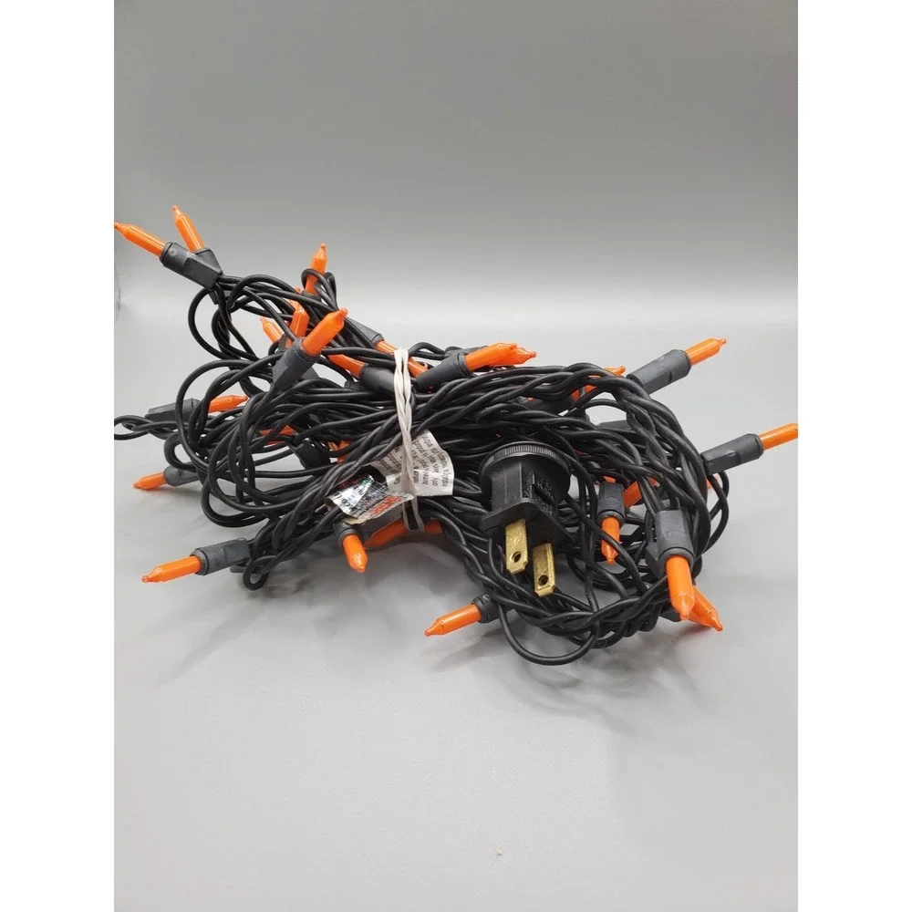 Orange Halloween Light Set 14 Foot Long Tested And Works Indoor/outdoors